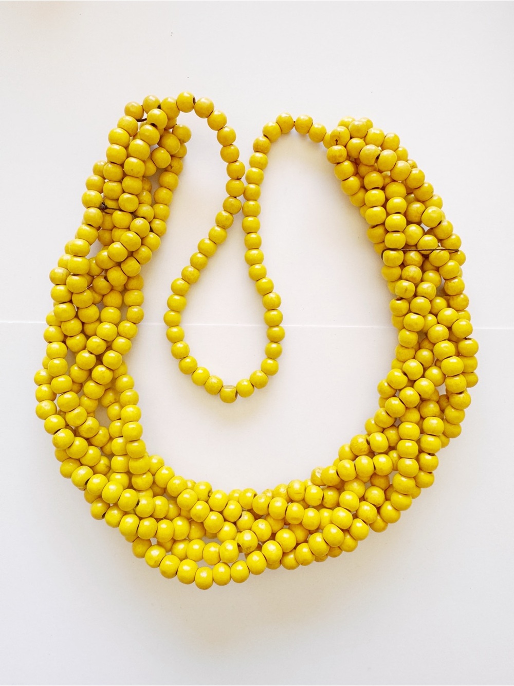 Vibrant Yellow Multi-Strand Beaded Necklace